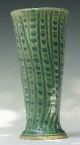 Vase using Vertical Pattern in Transparent Emerald Green