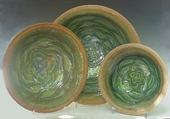 Bowls using Flower Pattern in Transparent Emerald Green