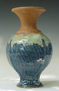 Vase using Vertical Pattern in Transparent Cobalt Blue